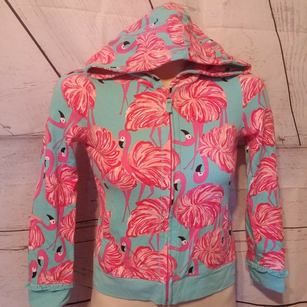 Lilly Pulitzer girl hoodie jacket Flamingo